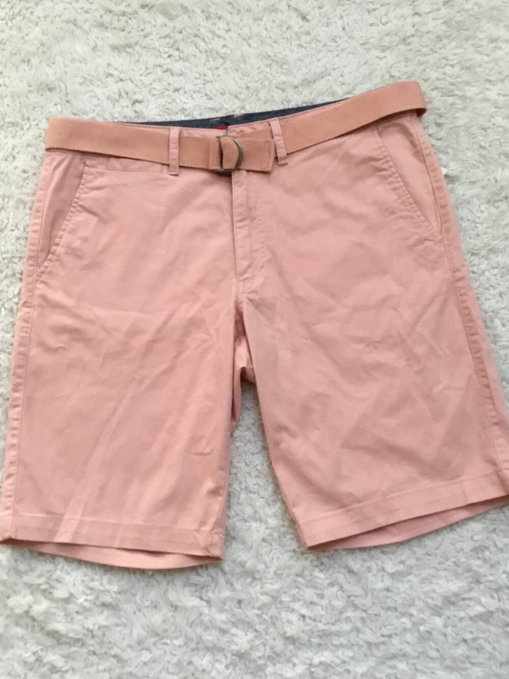 GUESS Men's Classical Fit Shorts Bermuda Belted High Rise Stretchy Coral Various
